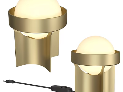 Golden Metal Table Lamp With Spherical Lampshade And Modern Minimalist Design For Home Decor 3d model