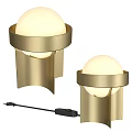 Golden Metal Table Lamp With Spherical Lampshade And Modern Minimalist Design For Home Decor