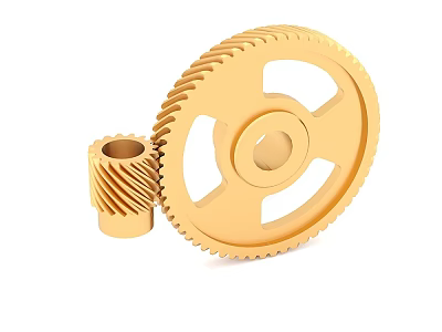 Golden Metal Gears With Large And Small Toothed Wheels And Central Holes 3d model
