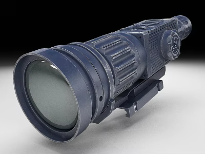 Tactical Dark Blue Night Vision Scope With Lens Adjustment Knobs And Mounting Bracket 3d model