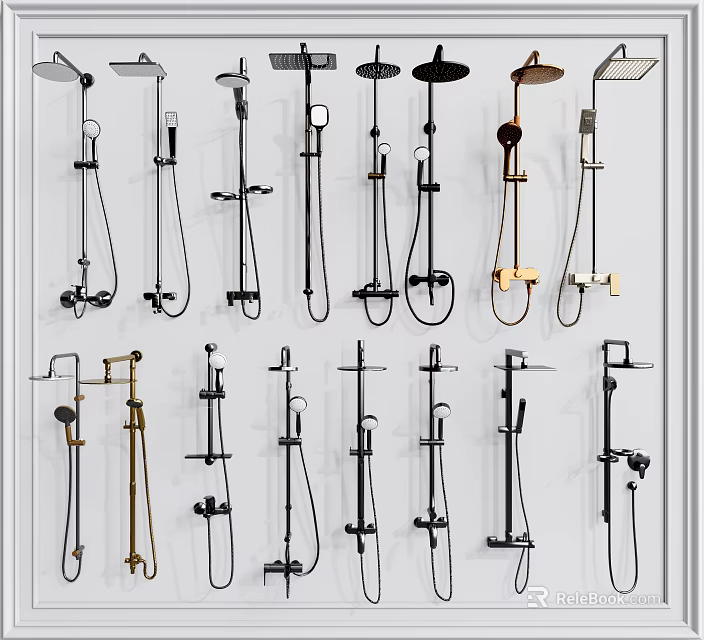 Various Shower Head Designs With Multiple Styles And Color Options For Bathroom 3d model