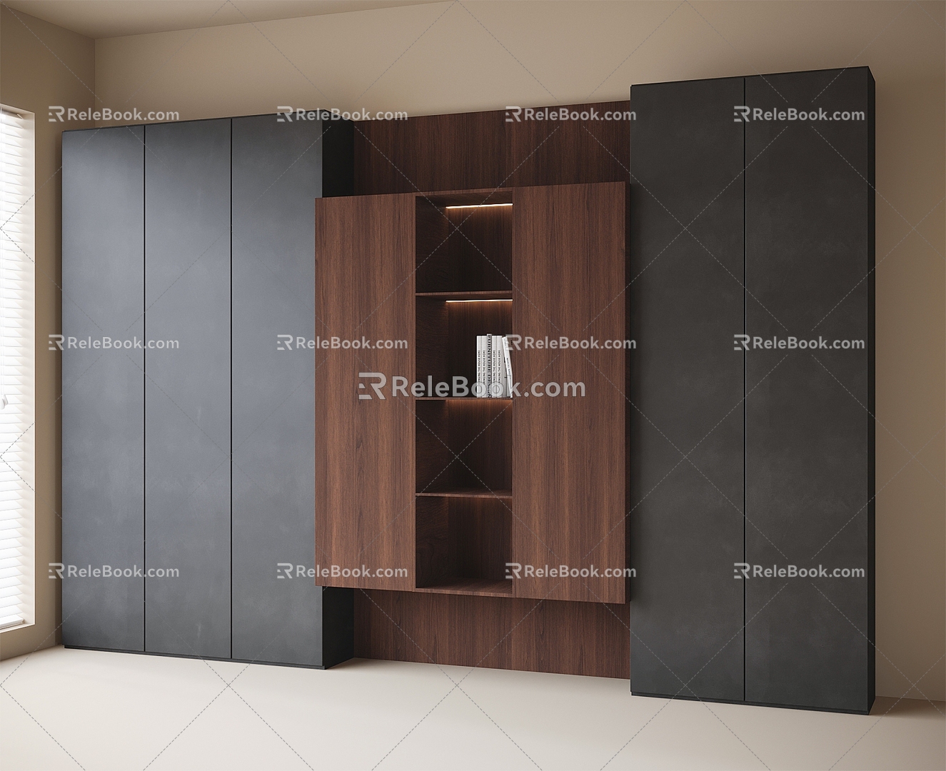 Modern bookcase 3d model