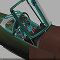 Airplane Cockpit Interior With Green And Red Sections Detailed Dashboard And Seats