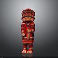 Traditional Red Decorative Statue With Intricate Cultural Patterns And Standing Posture Design