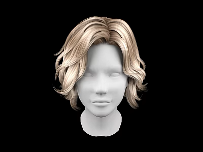 Human Head Model With Natural Blonde Curly Hair On Black Background 3d model