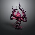 Purple Pink Tentacled Monster Creature With Glowing Head And Vine Like Structures