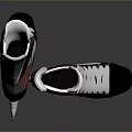 Modern Black White Red Ice Skates With Comfortable Boot Laces And Sharp Blade Design 3d model