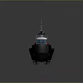 Detailed Tugboat Model With Red Hull Blue Cabin And Canadian Flag On Deck
