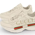 Cream Colored Gucci Sneakers With Red And Green Web Stripe And Chunky Sole