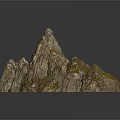 Natural Rockery Landscape Decor With Textured Stone Surface And Moss Accents