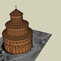 Ancient Circular Architecture With Multi Tiered Structure Arched Windows And Cross Top 3d model