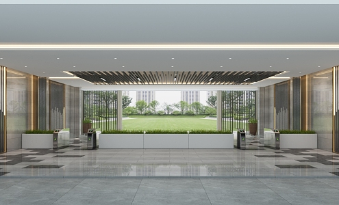 Residential entrance passage man-vehicle separation overhead floor building 3d model