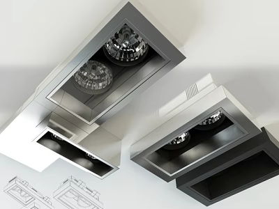 Stylish Modern Recessed Downlights And Spotlights In Black And Silver For Home Ceiling 3d model
