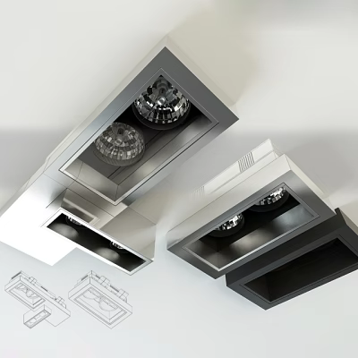Stylish Modern Recessed Downlights And Spotlights In Black And Silver For Home Ceiling 3d model
