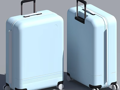 Two Light Blue Modern Suitcases With Telescopic Handles And Rolling Wheels 3d model