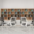 Community Service Hall Interior with Desks Computers and Wall Signs