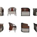 Modern Gray And Brown Single Sofa Designs With Armrests And Decorative Cushions 3d model