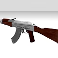 Assault Rifle With Wooden Stock Grip And Metal Barrel Magazine Design