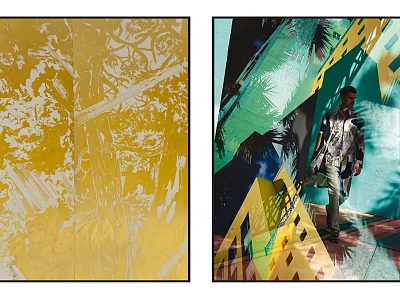 Vibrant Abstract Art Patterns With Fashion Figure In Colorful Architectural Background 3d model