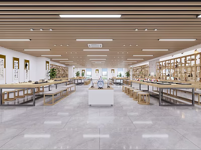 Book Art Exhibition Space With Bright Lighting And Displays 3d model