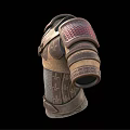Medieval Character Battle Armor With Leather Straps Metal Mesh And Red Shoulder Details