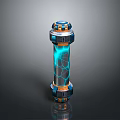 Futuristic Weapon Cylinder Shaped Design With Blue Glowing Core And Cracked Texture
