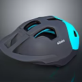 Modern ASTM Gray Bicycle Helmet With Blue Luminous Accents And Ventilation Holes