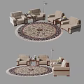 Cozy Sofa Coffee Table Set With Round Area Rug Floor Lamp And Decorative Flowers 3d model