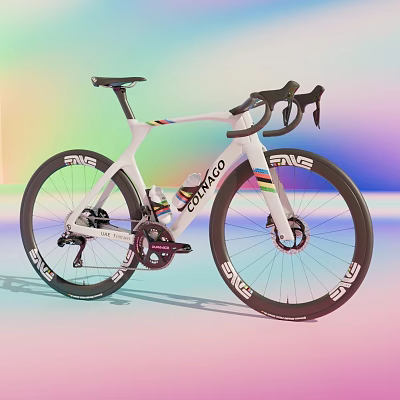 Sleek White Road Bicycle With Colorful Stripes ENVE Wheels And COMWOO Logo 3d model