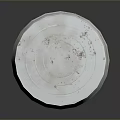 Silver Trash Can With Lid Striped Design Showing Red Stains On Dark Surface