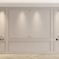 Modern Elegant Background Wall Design With White Decorative Moldings And Wall Sconces 3d model