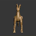 Golden Metallic Deer Sculpture With Shiny Surface And Decorative Antlers