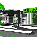 Container Building Bar Design With Happy Moment Sign Neon Lights And Palm Trees