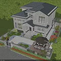 Elegant Two Story Detached Villa with Lush Greenery Private Garden and Outdoor Patio Seating