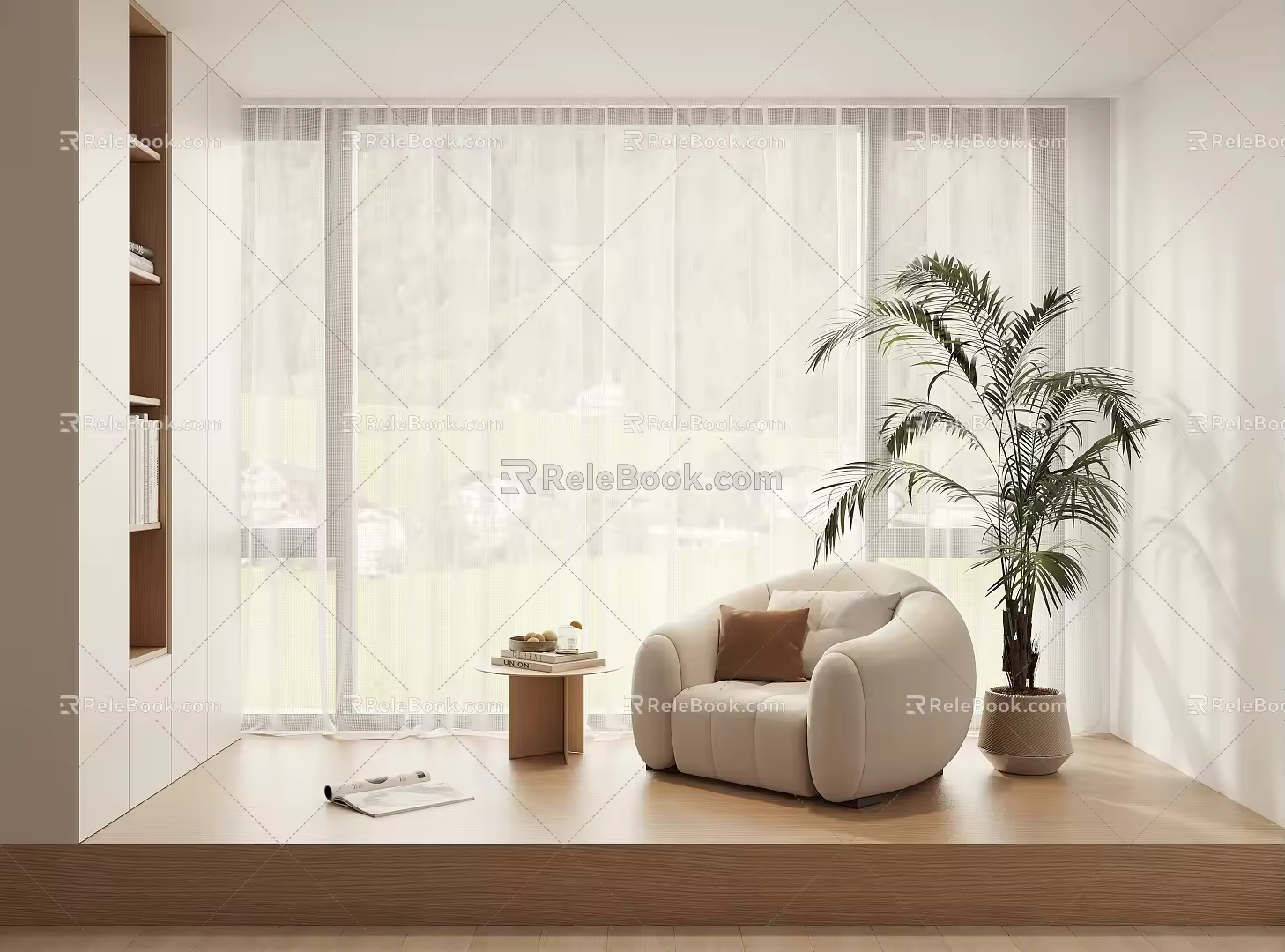 Cream Style Casual Chair Lazy Sofa 3d model