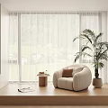Cream Style Casual Chair Lazy Sofa 3d model