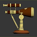 Classic Vintage Brass Telescope With Red Body And Gold Stand Base
