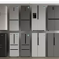 Various Styles Of Refrigerators And Freezers With Modern Designs And Colors On