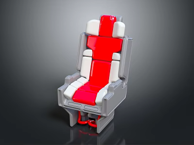 Modern Red And White Chair With Gray Frame Comfortable Seat And Backrest 3d model