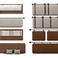 Various Beige And Brown Sofa Backrest Designs With Stitched Fabric And Straps