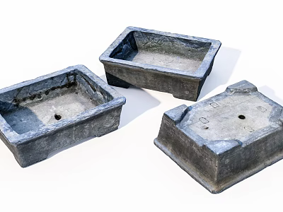 Rustic Concrete Square Garden Planters with Textured Surface and Drainage Holes 3d model