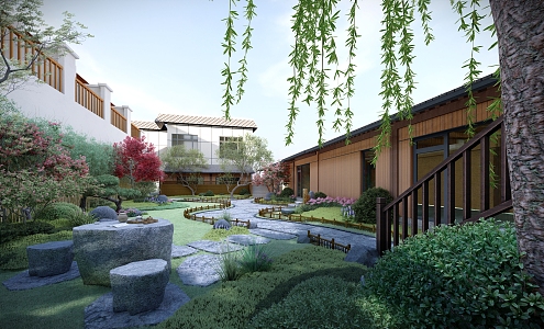 Chinese courtyard garden SU model 3d model