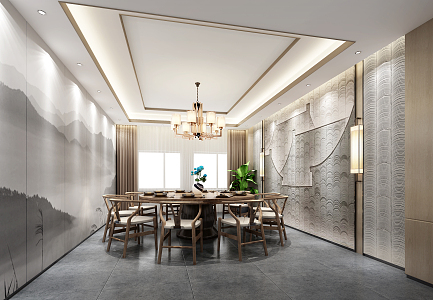 New Chinese-style private rooms 3d model