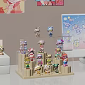 Transparent Figure Display Cabinet With Various Anime Character Figures On Layered Shelves