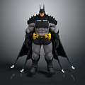 Batman Character With Muscular Build Spiked Shoulders Black Cape Yellow Utility Belt And Weapons