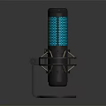 Modern Headphone Speaker Featuring Blue LED Lights And Sleek Metal Stand Design