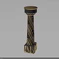 Decorative Spiral Column With Gold Black Pattern Round Top And Ornate Base 3d model