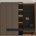 Modern Shoe Cabinet Interior Design With Built-in Lighting And Hanging Hooks 3d model