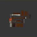 Traditional Chinese Wooden Furniture Components With Tables Chairs Shelves Ladders Barrels And Planks