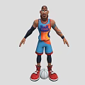 Animated Basketball Game Character In Blue Orange Jersey With Black Arm Sleeves And Red Shoes
